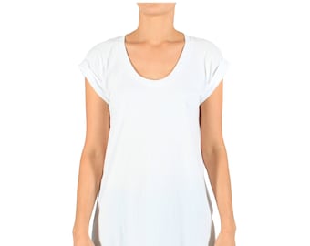 Longline Roll T-shirt Pattern PDF Casual Sports Sewing Sizes 8, 10, 12, 14