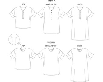 The Weekend Shirt & Dress Pattern sizes 14, 16, 18 A4 Downloadable Sewing Pattern