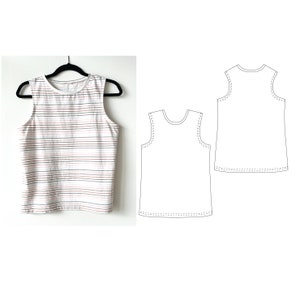 Tank Singlet Pattern 14, 16, 18 size range, A4 PDF downloadable sewing pattern
