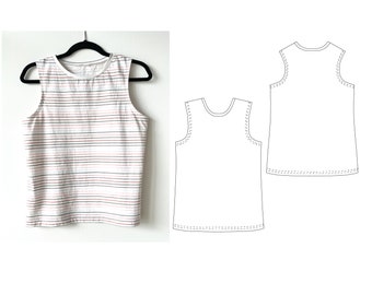 Tank Singlet Pattern 14, 16, 18 size range, A4 PDF downloadable sewing pattern
