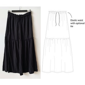 Dorothy Tiered Skirt pattern 14, 16, 18 size range, A4 downloadable PDF sewing pattern