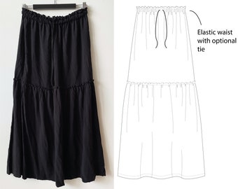 Dorothy Tiered Skirt pattern 8, 10, 12 size range, A4 downloadable PDF sewing pattern