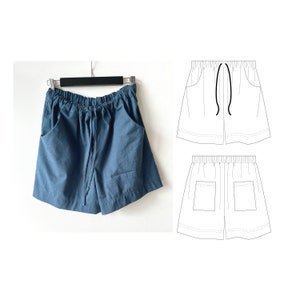 Vacay Elastic Shorts Pattern 8, 10, 12 sizes downloadable A4 PDF