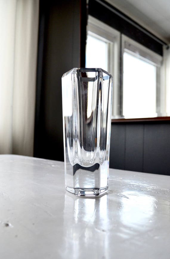Kosta Boda Crystal Vase Design Bengt Edenfalk Signed Glass Etsy
