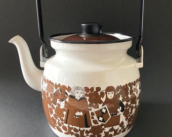Hervidor de esmalte Arabia Finel, cafetera y tetera vintage, Kaj Franck, Esteri Tomula, esmalte finlandés