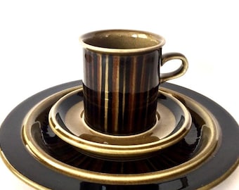 ARABIA FINLAND KOSMOS Tazas, Taza de Café Espresso, Platillo y Plato de Postre, Vintage Gunvor Olin-Grönqvist y Ulla Procope, Juego de 3 Piezas