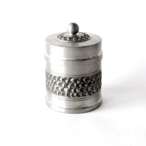 PERLE TINN Norwegian Pewter Tobacco Box, Metal Box with Lid and Wooden Casing, Vintage Norwegian Pewter Design