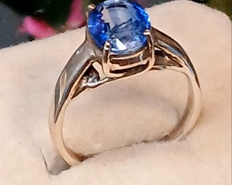 Blauer Iolith Ring Gr. USA in Hand gearbeiteter massiv 925er Dezember Geburtsstein.