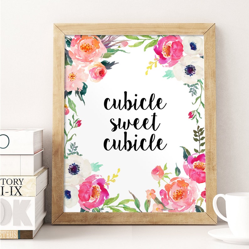 Office Wall Decor Сubicle Sweet Cubicle Watercolor Floral