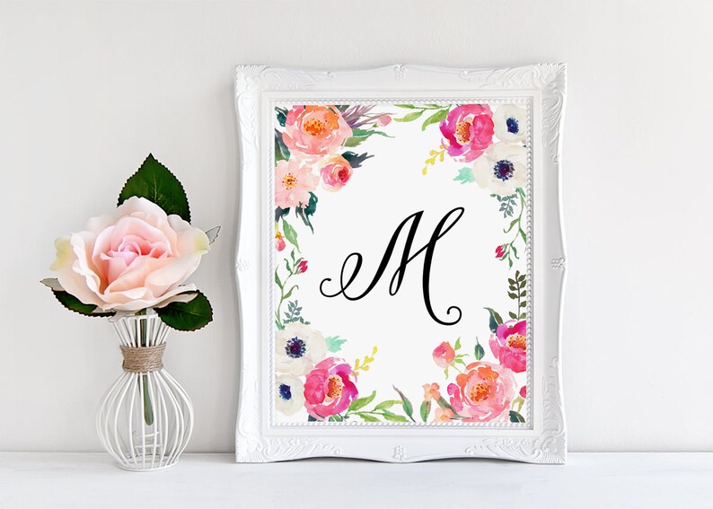 Nursery Letter Decor M Custom Letter Print Baby Girl Name Etsy