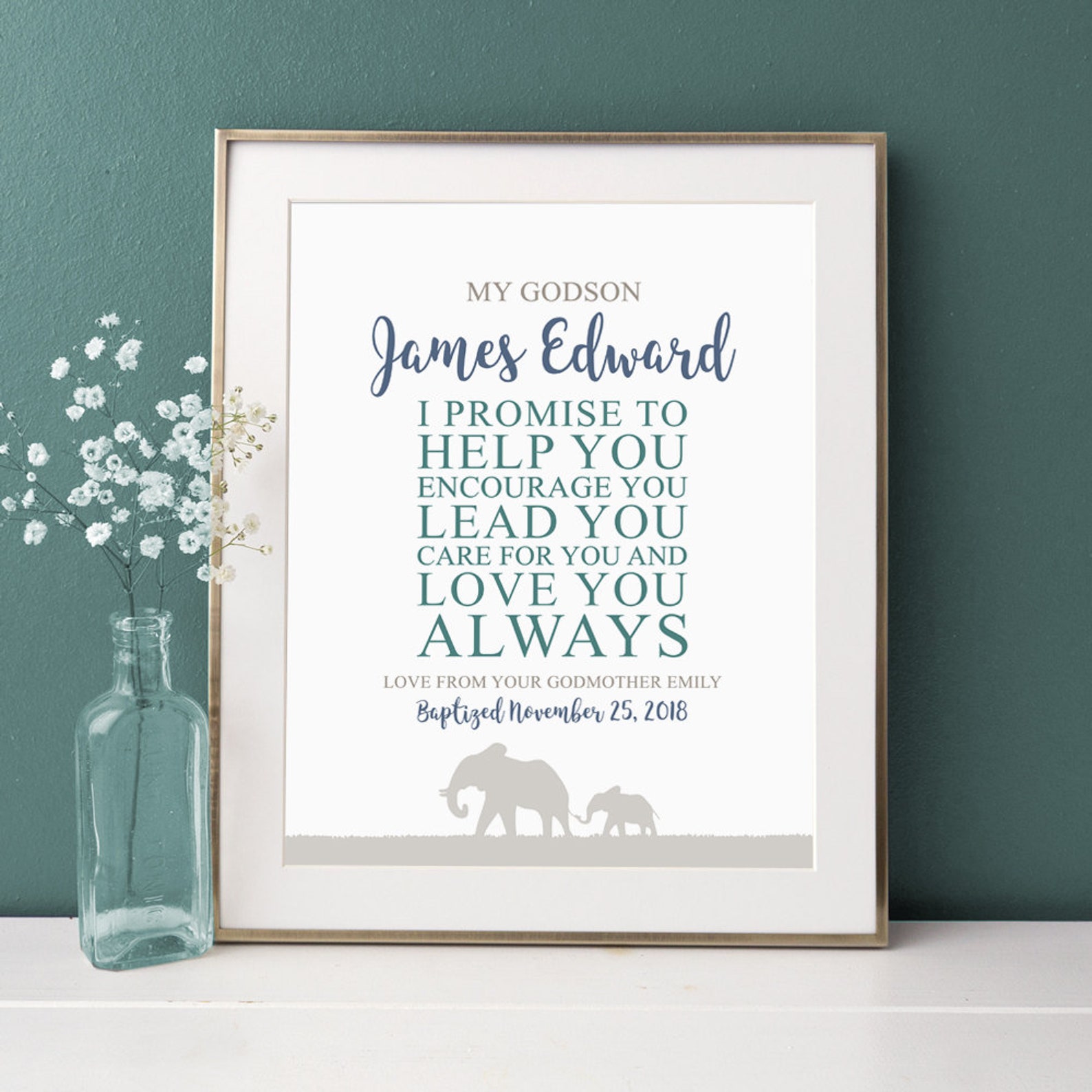 Personalized Baptism Gift for Godson Gift From Godmother Etsy