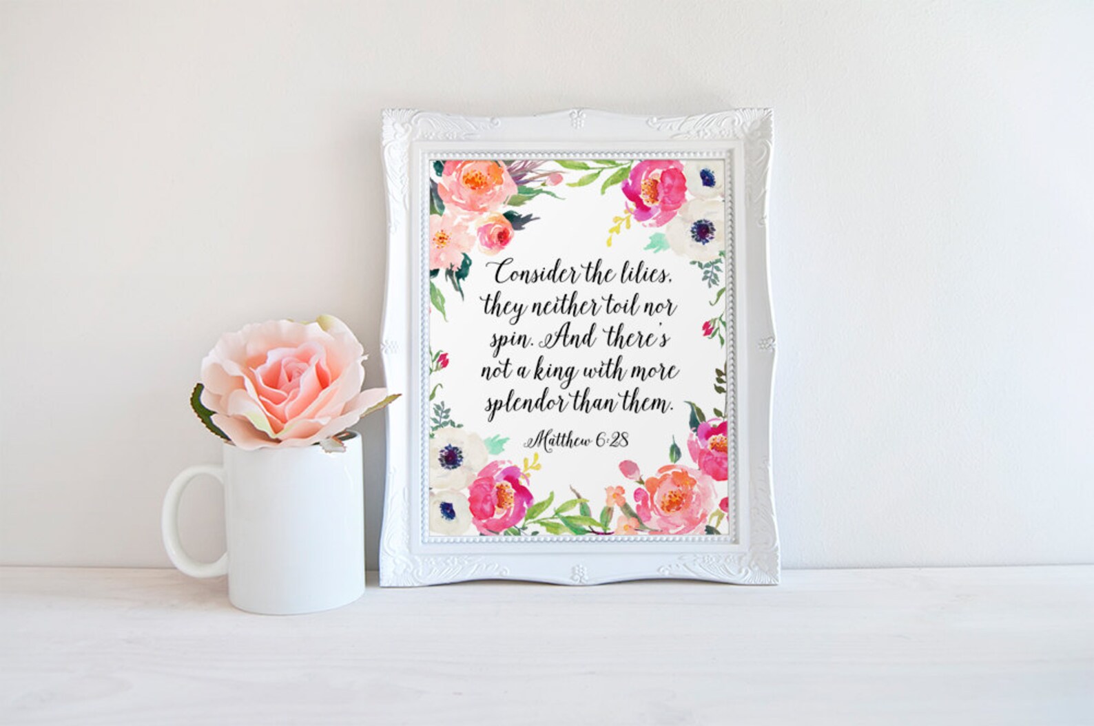 Bible Verse Print Consider The Lilies Bible Quote Matthew Etsy