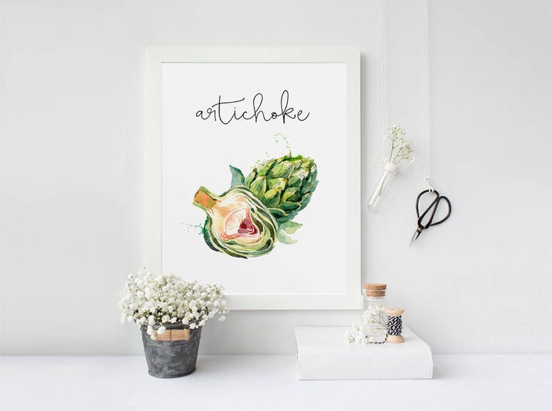 Kitchen Print Artichoke Kitchen Decor Kitchen Wall Art Etsy