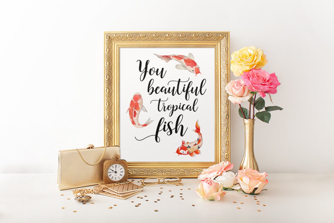 Quote Print You Beautiful Tropical Fish Leslie Knope Quote Etsy