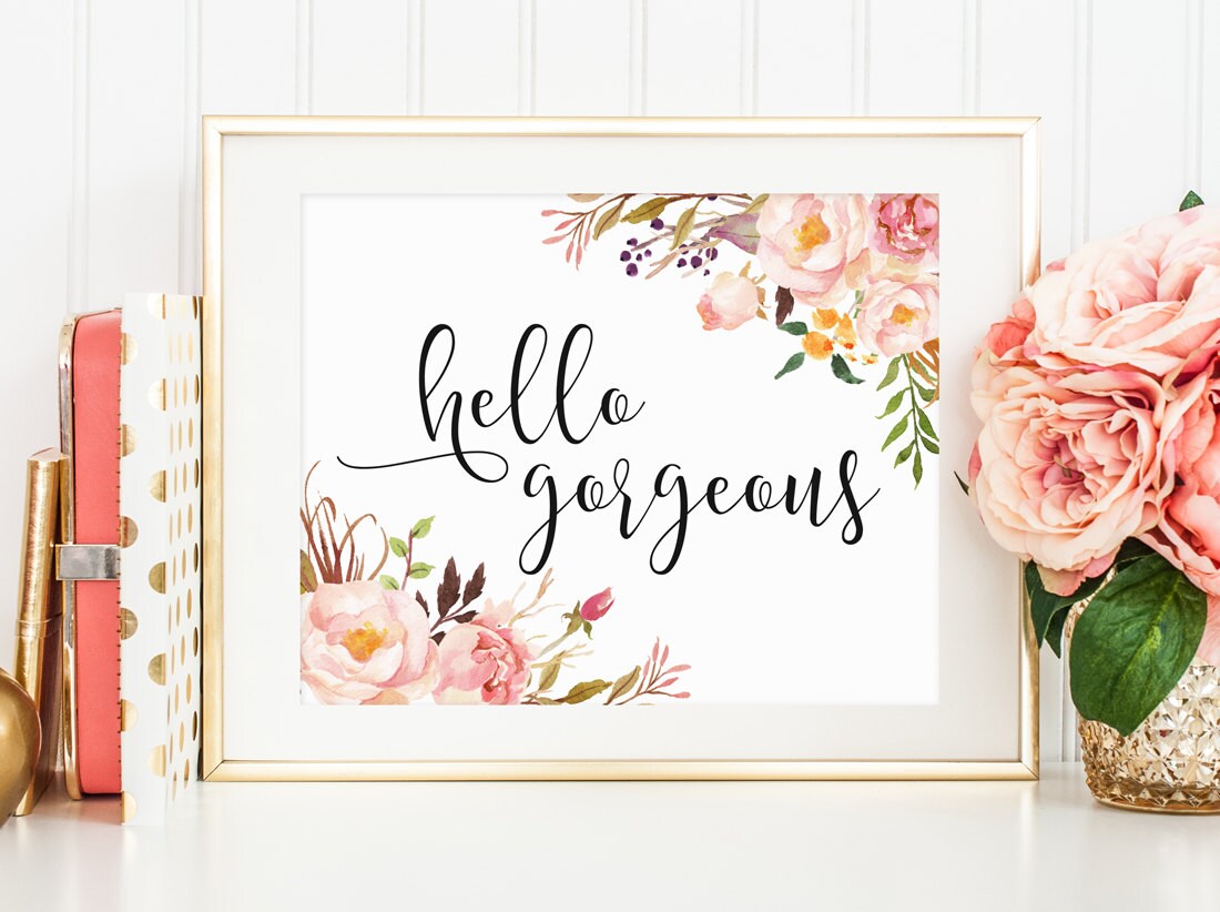 Wall Art Decor Hello Quote Print Inspirational Etsy