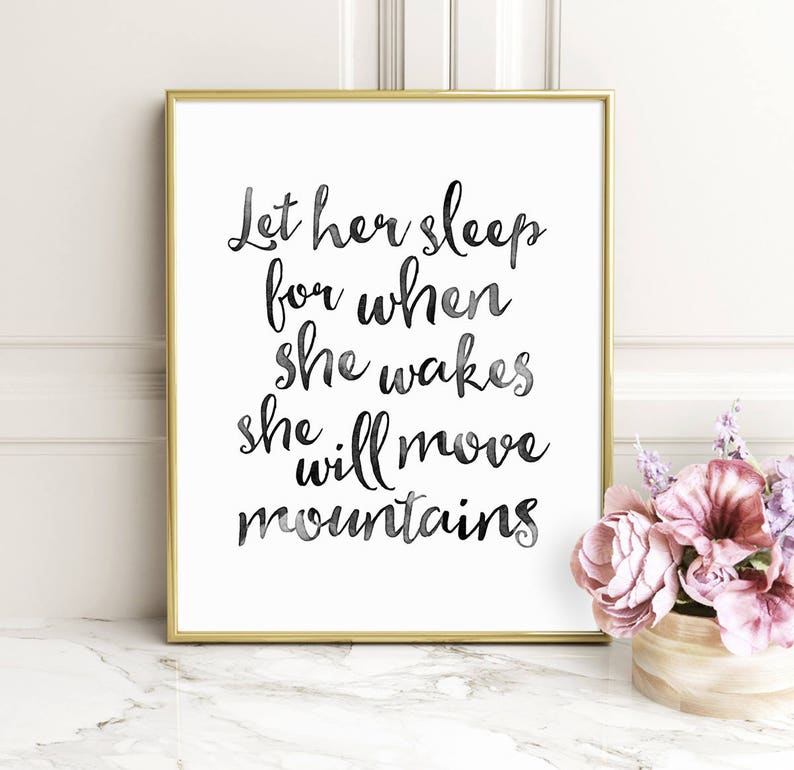Cursive Wall Art Let Her Sleep For When She Wakes She Will Etsy