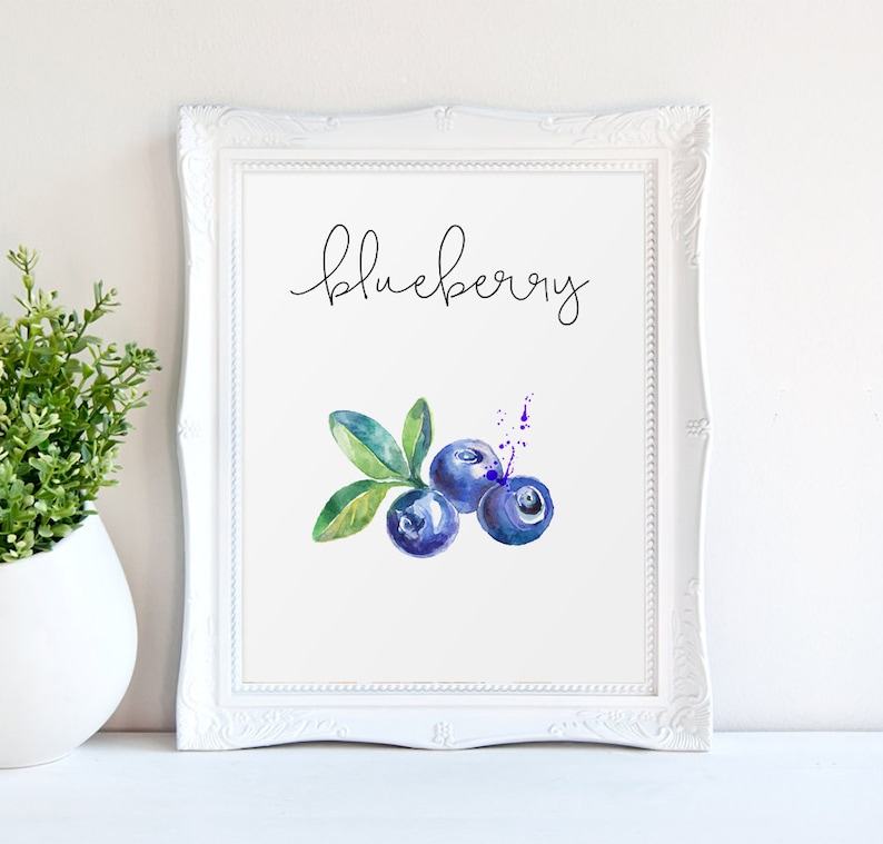 Berries Prints Blueberry Kitchen Decor Food Painting Cook Etsy