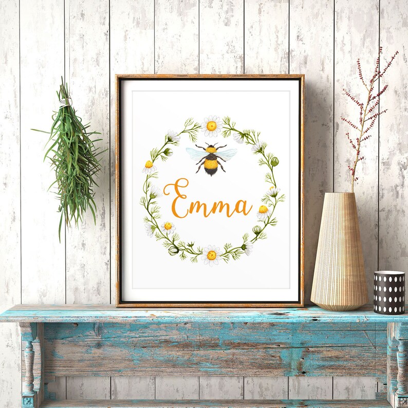 Custom Name Decor Emma Personalized Nursery Decor Camomile Etsy