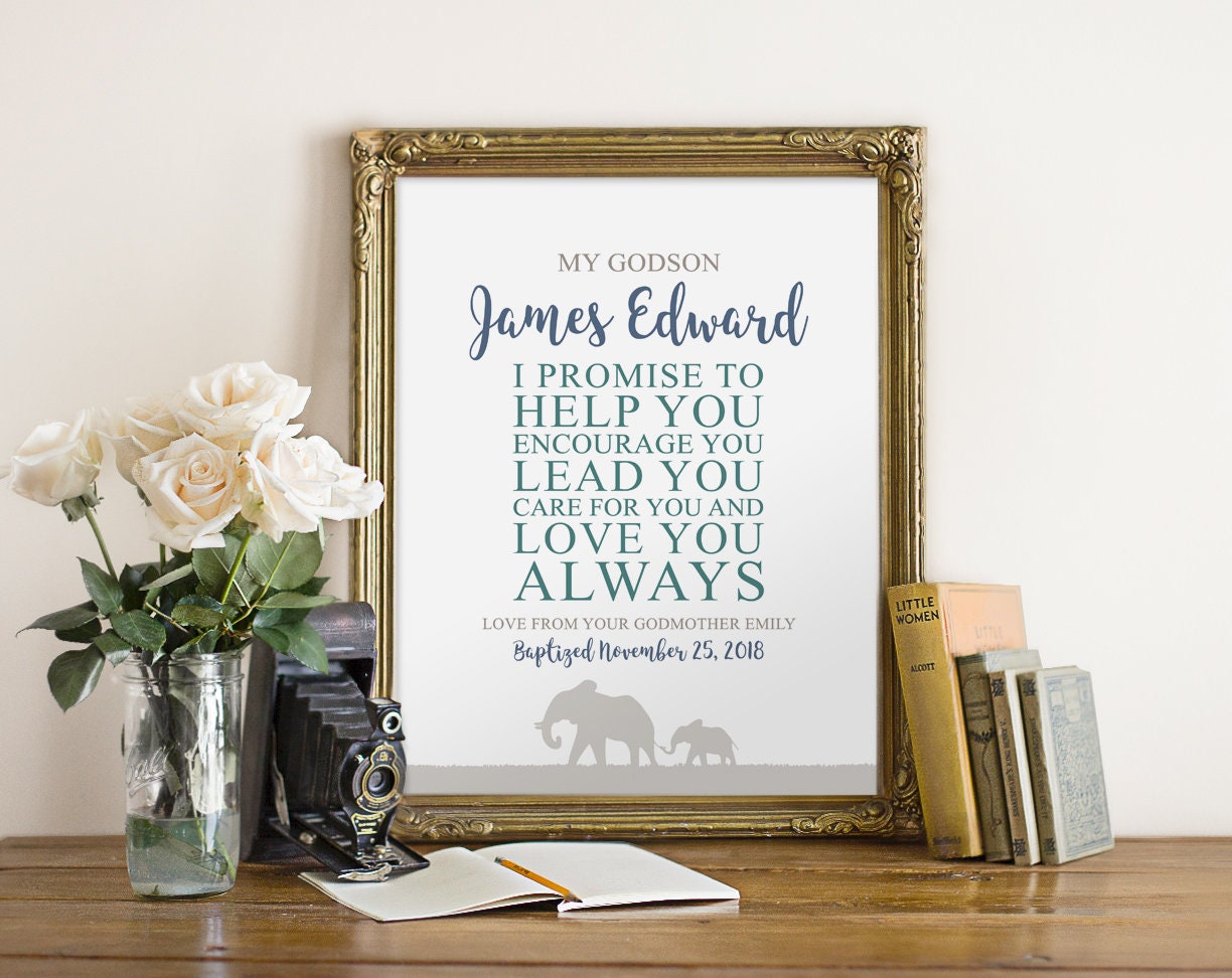 Personalized Baptism Gift for Godson Gift From Godmother Etsy