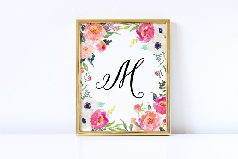 Nursery Letter Decor M Custom Letter Print Baby Girl Name Etsy