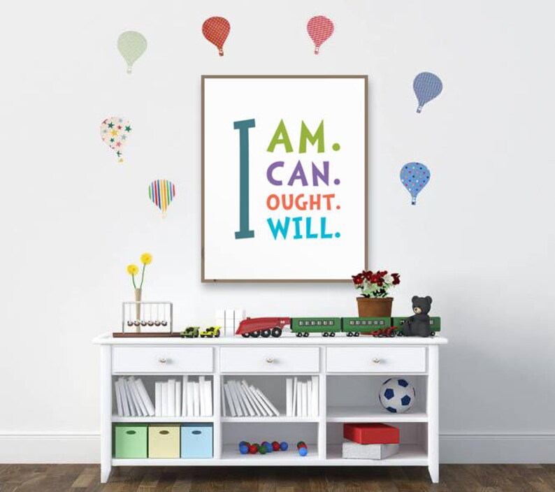 Colorful Quote I am I can I ought I will Playroom Print Etsy