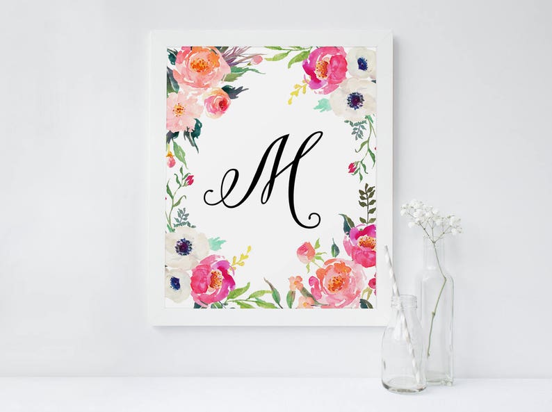 Nursery Letter Decor M Custom Letter Print Baby Girl Name Etsy