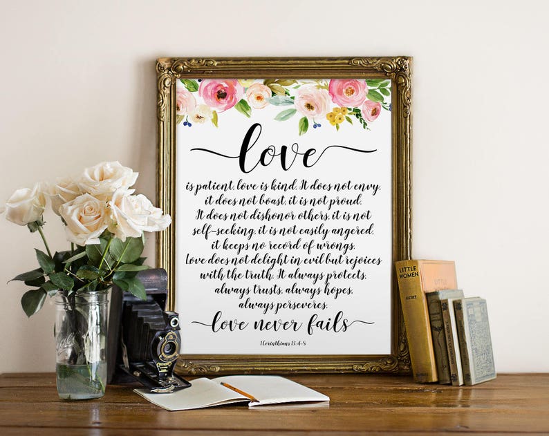 Bible Verse Wall Art Love is patient Love is kind Christian Etsy