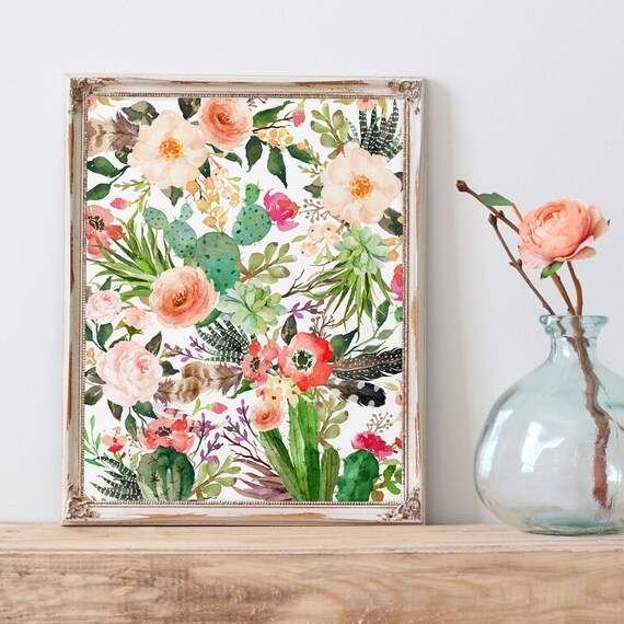 Printable Watercolor Flowers Colorful Wall Decor Watercolor | Etsy
