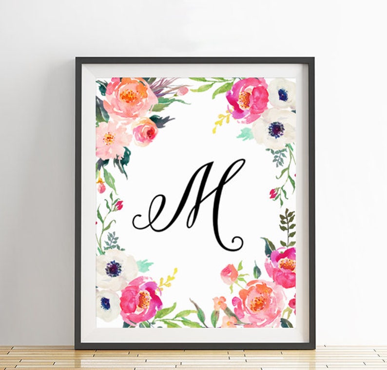 Nursery Letter Decor M Custom Letter Print Baby Girl Name Etsy