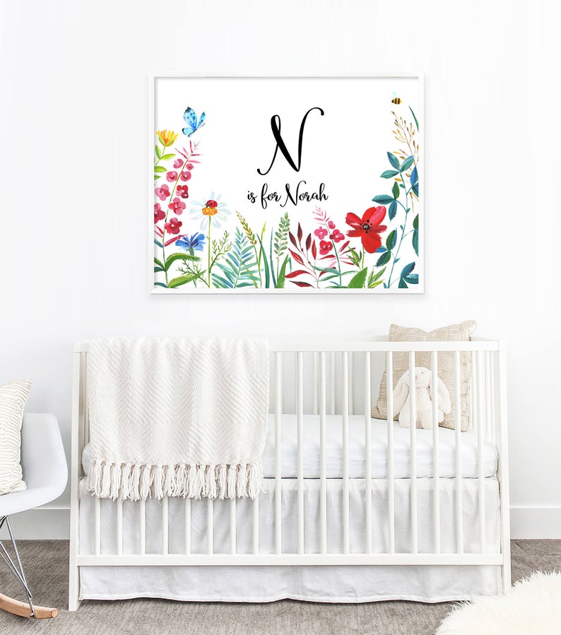 Nursery Name Decor Norah Name Baby Girl Name Name Print Etsy