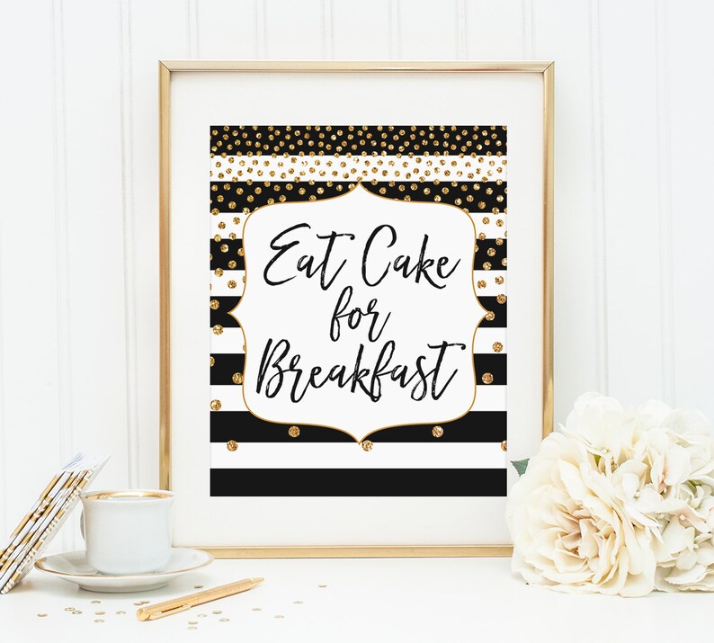 Modern Artwork Eat Cake for Breakfast Fashion Print