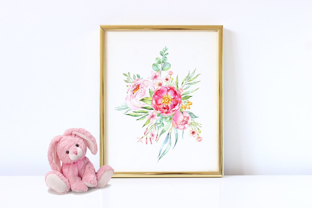 Peony Wall Art Set Of 3 Floral Prints Nursery Decor Floral Etsy