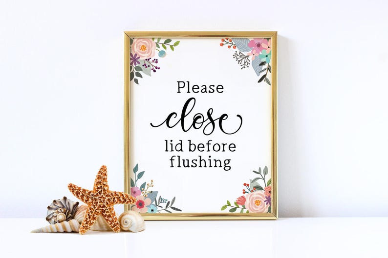 Funny Bathroom Print Please Close Lid Before Flushing Toilet Etsy