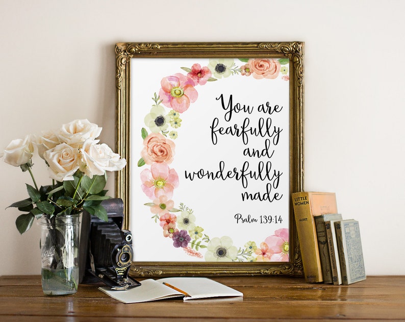 Bible Verse Print You Are Fearfully And Wonderfully Made | Etsy
