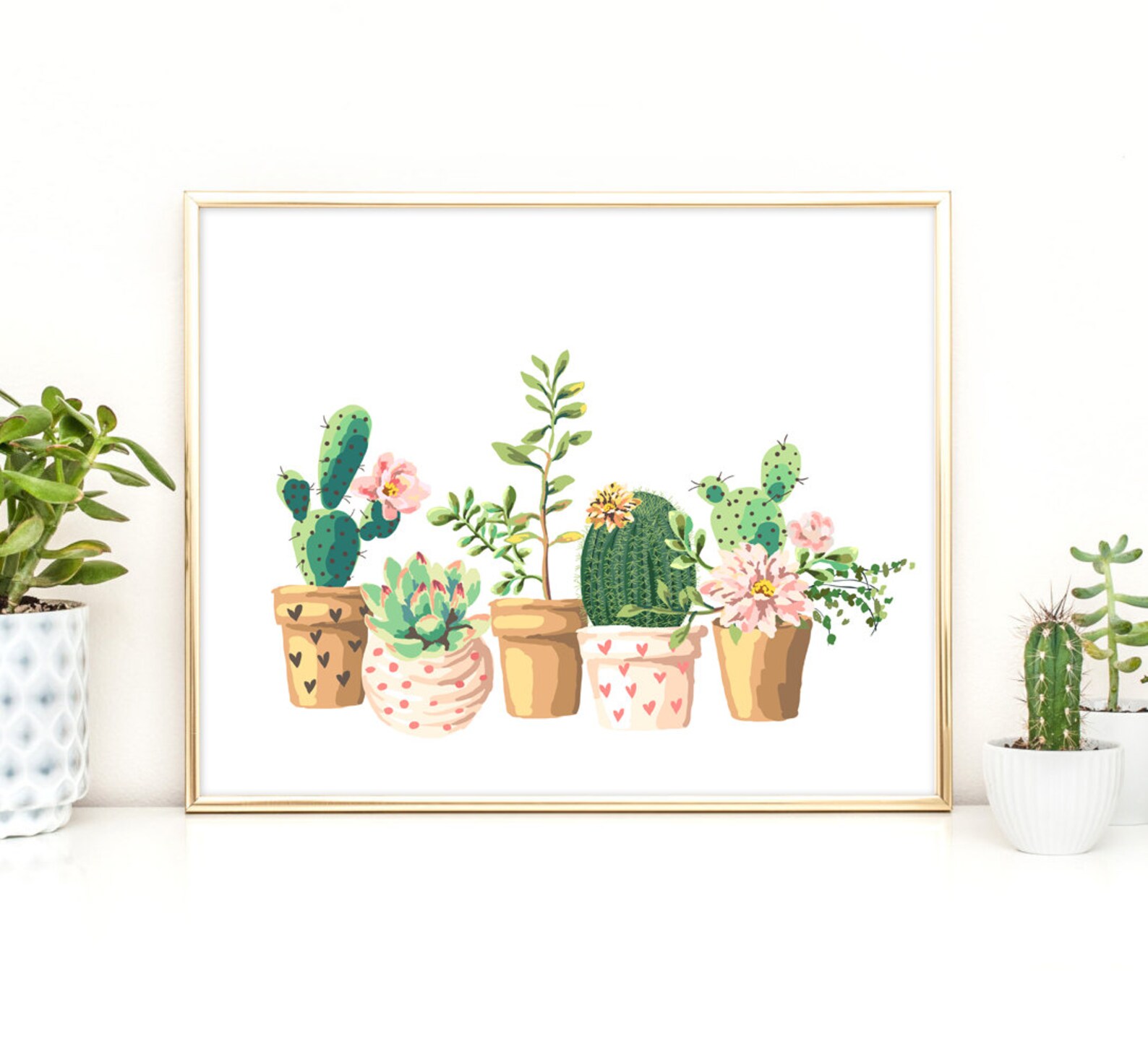 Cactus Art Potted Cactus Botanical Print Tropical Wall Art | Etsy