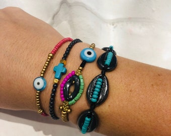 Cowrie Bracelets and Mati/Eye Bracelets