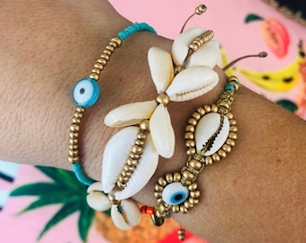 Cowrie Bracelets and Mati/Eye Bracelets