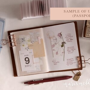 Meadow cottagecore traveler's notebook insert for scrapbooking, collage journaling, junk journal floral, fibre, handmade, kraft, vellum image 5