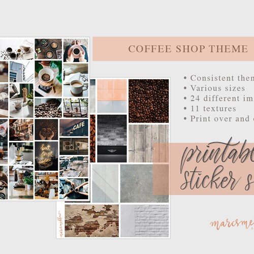 coffee shop cafe themed aesthetic tumblr journal printable etsy