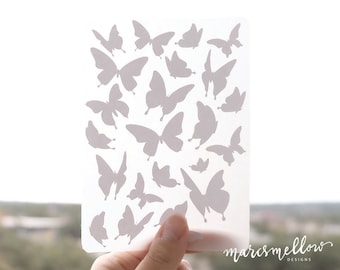 Butterfly white cutout sticker sticker sheet - Cottagecore theme - journaling, bullet journal sticker, silhouette sticker