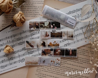 Cottagecore film strip ephemera for journaling, bullet journal and scrapbooking on transparent sticker paper