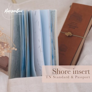 Carnet de notes bleu rivage pour scrapbooking, collage, carnet de bord ; floral, fibre, fait main, kraft, vélin