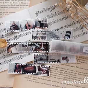Efímeras de tiras de películas musicales para diarios, bullet journal y álbumes de recortes en papel adhesivo transparente