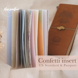 Carnet de notes du voyageur pastel confettis pour scrapbooking, collage, journal indésirable ; floral, fibre, fait main, kraft, vélin