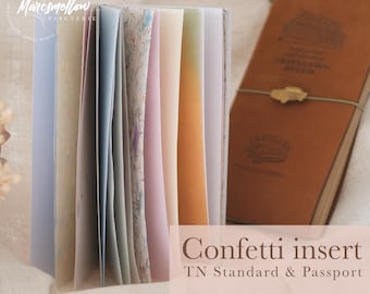 Confetti pastel traveler's notebook insert for scrapbooking and junk journaling