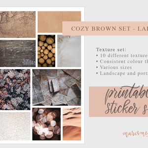 Cozy Brown Fall Autumn Themed Journal Printable Image Stickers for Bullet Journal, Traveler Notebook, Planners image 3