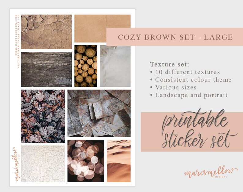 Cozy Brown Fall Autumn Themed Journal Printable Image Stickers for Bullet Journal, Traveler Notebook, Planners image 3