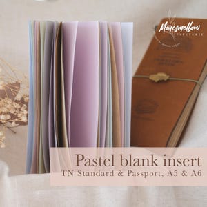 Pastel insert for traveler's notebook standard, passport, A5, A6 size, blank paper insert for collage and junk journaling
