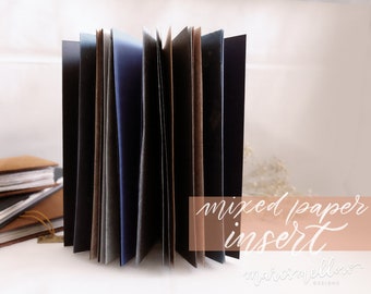 Dusk dark academia journal insert/refill for traveler&#39;s notebook standard or passport junk journal; floral, fibre, handmade, vellum papers