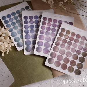 Aurora circles sticker sheet - in pink, purple, blue or brown